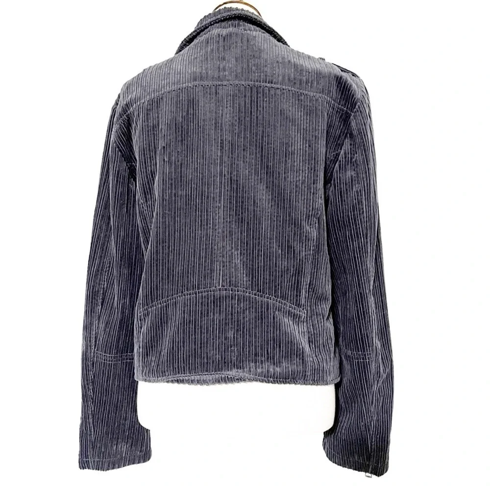 Vigoss‎ Faux-Fur-Collar Corduroy Moto Jacket